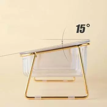 Professional Cat Double Bowl New with Stand and Mat Pet Kitten Puppy Transparent Food Feeding Dish Metal Elevated Water Feeder Dog Supplies