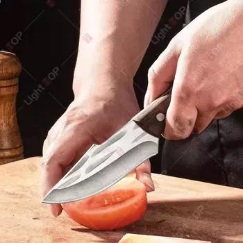 Professional Chef Knife Hand Forged Knife Meat Cleaver Butcher Knife Stainless Steel Kitchen Knife with Chicken Bone Scissors 5 inch