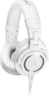 Профессиональные мониторные наушники audio-technica ATH-M50xWH белого цвета для студийной записи, микширования, создания диджейских треков
