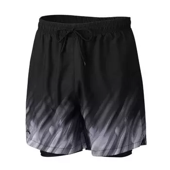 Профессиональный комплект купальников Li Ning для зала и пляжа с купальными шортами от смущения Мужской купальник Черный Фиолетовый LNKW022-2 M