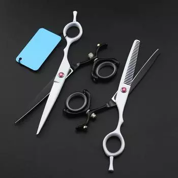 Professional Steel 6 Rotate White Cut Hair Scissors Haircut Scissor Thinning Barber Cutting Shears Hairdresser Scissors