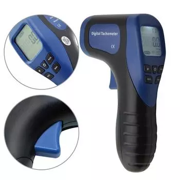 ProfessionTachometer Цифровой ЖК-тахометр Лазерный бесконтактный тахометр Диапазон 2,5-99999 об/мин Скорость двигателя Измеритель скорости в стиле пистолета