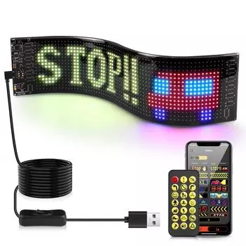 Программируемый светодиодный знак, USB 5 В, Bluetooth, логотип, световой текстовый узор, анимация, пиксельный блок, дисплей, автомобильная прокрутка, реклама