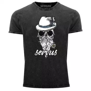 Прохладная забавная горячая винтажная рубашка Servus Skull Skull Unisex T-Shirt S