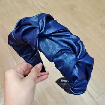 PROLY Новая Мода Женская Повязка на Голову Широкая Боковая Повязка на Голову из ПУ Кожи Плиссированный Головной Убор Повседневный Однотонный Тюрбан Аксессуары для Волос для Взрослых