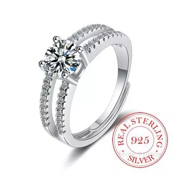 Promise 925 Sterling Silver Classic Wedding Ring AAA+ Cubic Zirconia Rings for Women Bridesmaid Jewelry Charms Princess Bijoux Resizable