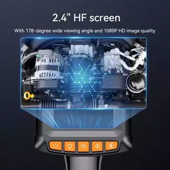 Промышленная эндоскопическая камера 2,4-дюймовый IPS-экран HD1080P Бороскопическая инспекционная камера для автомобильной канализации 8 мм IP67 Водонепроницаемая 8 светодиодов 1m