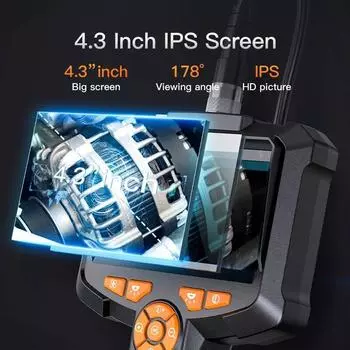 Промышленная эндоскопическая камера, 4,3-дюймовый IPS-экран, IP67, водонепроницаемый HD1080P, объектив 8 мм, камера для проверки канализации, бороскоп для автомобиля 1m