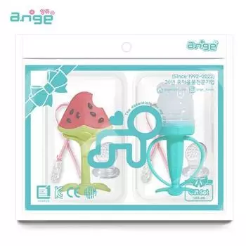 Прорезыватель для зубов Anju 3D с арбузом + сетка для сока «Милый медвежонок» + сменный блок для сеточки для сока 2 шт + зажим 2 шт + футляр 2 шт, корейские товары для детей