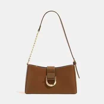 Простая и универсальная женская сумка Advanced Sense Fashion Underarm Bag French Niche Light Luxury Baguette Bag коричневый