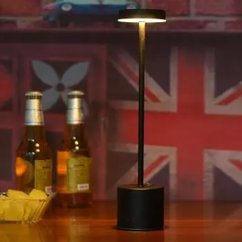 Простая настольная лампа USB перезаряжаемая беспроводная настольная лампа для ресторана, бара, ретро-ночник, портативная перезаряжаемая сенсорная настольная лампа чёрный