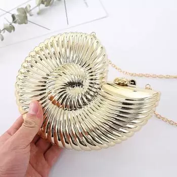 Простая обеденная сумка Conch, женская сумка-мессенджер через плечо, забавный индивидуальный клатч с металлической цепочкой, акриловые сумки для телефонов, хит продаж серебряный