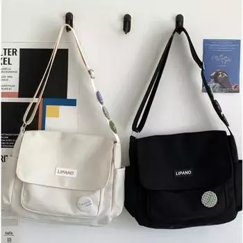 Простая японская сумка школьная студенческая сумка через плечо нейлоновые сумки однотонные повседневные сумки большой емкости мужская женская сумка синий