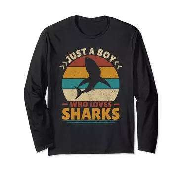 Просто мальчик, который любит акул. Футболка с длинным рукавом Shark Goods Funny Men Shark чёрный