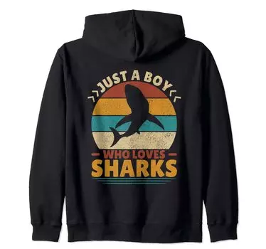 Просто мальчик, который любит акул Shark Goods Funny Men Shark Zip Hoodie чёрный