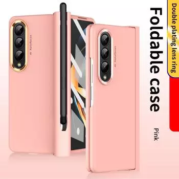 Простой матовый защитный чехол на весь корпус для Samsung Galaxy Z Fold4 5g Fold 4 Zfold4, пленка из закаленного стекла S, держатель для ручек for Samsung Z Fold 4 фиолетовый