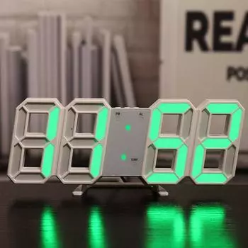 Простые модные электронные часы 3D светящиеся цифровые часы с голосовым управлением бесшумный будильник креативные настольные часы белый