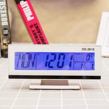 Простые светодиодные интеллектуальные электронные часы с голосовым управлением, прикроватные часы, повтор будильника с дисплеем календаря температуры белый