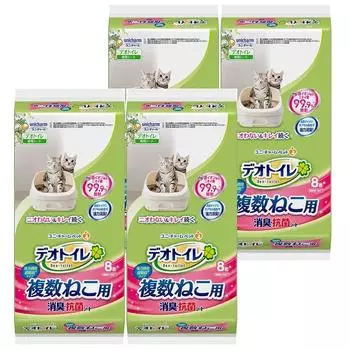 Простыни Deo Toilet на 1 неделю для нескольких кошек, 8 простыней x 4 шт., дезодорирующие/антибактериальные