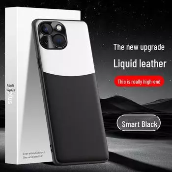 Protective liquid leather case for Apple 14+ mobile phone, anti-fall and anti-fouling. Shipping as a single piece. Apple 14plus серый/белый