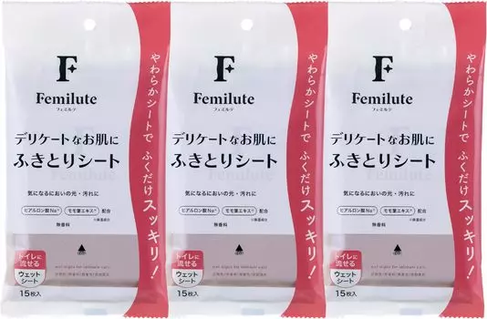 Протирочные листы Femirte Delicate, 3 шт. Влажные салфетки для деликатной зоны, которые можно смывать в унитаз. Слабо гипоаллергенные салфетки. (15 /