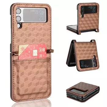 Противоскользящий кожаный чехол с карманом для карт для Samsung Galaxy Z Flip 3 Flip4 Flip 4 5g Flip3 без отпечатков пальцев for samsung z flip3 коричневый