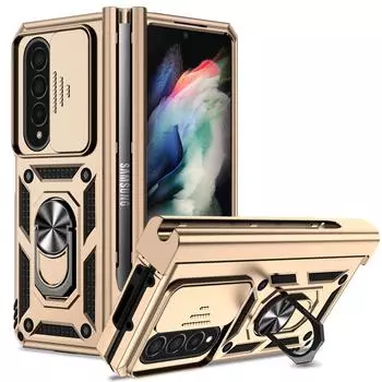 Противоскользящий противоударный чехол с тонким кольцом для Samsung Galaxy Z Fold 4 5g Fold4 Zfold4 Защитный чехол для камеры для Samsung Z Fold4 for Samsung Z Fold 4 синий
