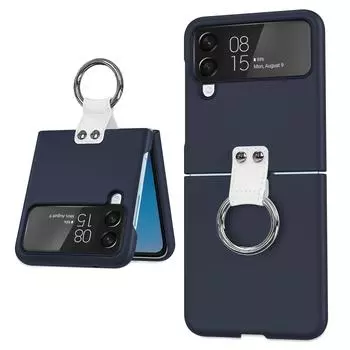 Противоскользящий ремешок, модный чехол для мобильного телефона для Samsung Galaxy Z Flip4 5g Flip 4 Flip3 Flip 3 Zflip4, противоударный чехол с кольцом-держателем for Samsung Z Flip 4 чёрный