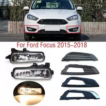 Противотуманные фары для Ford Focus MK3 2015 2016 2017 2018 Передний бампер Противотуманные фары DRL Дневные ходовые огни Крышка рамы Капот Решетка B cover left