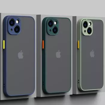 Противоударный бронированный матовый чехол для телефона для Iphone 11 12 13 Pro Max Mini Xs Xr X 8 7 Plus Se2, силиконовый бампер, прозрачный жесткий чехол для ПК, капа For iPhone SE 2020 красный