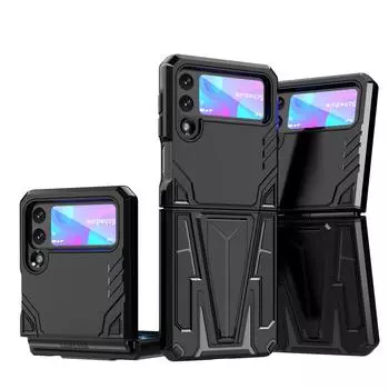 Противоударный чехол-держатель для телефона Samsung Galaxy Z Flip 3 Flip4 Flip 4 5g Flip3 Магнитный двухслойный защитный чехол for Galaxy Z Flip 3 красный