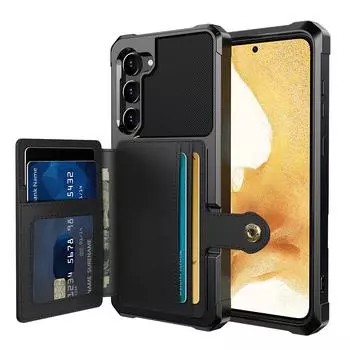 Противоударный чехол-держатель для визиток для Samsung S23 Ultra, чехол для Samsung Galaxy S23 Ultra S 23 Plus S23ulta, нескользящий чехол for Galaxy S23 чёрный