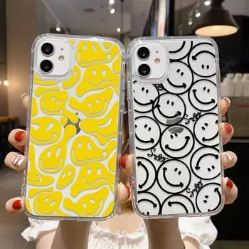 Противоударный чехол для Iphone 14 Pro Max, силиконовый чехол Funda Iphone 13 Pro Max 11 12 Mini X Xs Xr 7 8 Se 2022 2020, задняя крышка с улыбкой For iphone 12 Mini