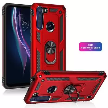 Противоударный чехол для MOTO One Fusion Armor для Motorola One Fusion + прочный защитный магнитный автомобильный держатель с кольцом в стиле милитари, чехол for One Fusion