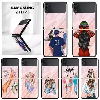 Противоударный чехол для Samsung Galaxy Z Flip 4 3 5G Funda ZFlip4 черный жесткий ZFlip3 zflip4 Fundas Cover Marble Мать Сын Папа Samsung Z Flip 5G