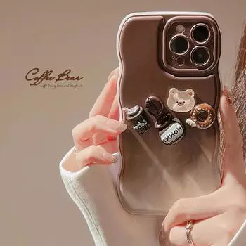 Противоударный чехол для телефона Diy с 3d медведем, пчелой, кофе, сладким волнистым рисунком для Iphone 11 12 Promax 13promax 14 Pro Max Plus, милый мультяшный чехол for iphone 11
