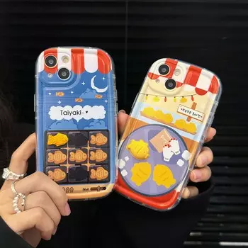 Противоударный чехол для телефона Taiyaki Ins с 3d рыбками для Iphone X Xr Xsmax 11 12 Promax 14 13 Pro Max, мягкий силиконовый чехол на заднюю панель For iphone 12pro