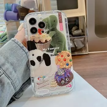 Противоударный чехол Ins Cake с рисунком животного Relif Sweet, 2022, чехол для телефона Iphone 13promax 14 Pro Max Plus 11 12 Promax с мягкой задней панелью Conque For iphone 14