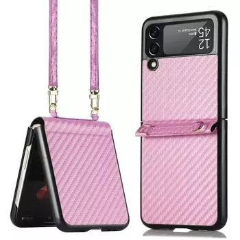 Противоударный чехол из углеродного волокна для Samsung Galaxy Z Flip 3 Flip4 Flip 4 5g Flip3, противоскользящий ремешок для телефона, чехол для мобильного телефона for Samsung Z Flip 4 чёрный