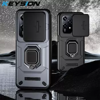 Противоударный чехол KEYSION для HONOR 200 Lite 5G, защитное кольцо для объектива камеры, чехол-подставка для телефона для Huawei Honor 200 Lite for Honor 200 Lite серый