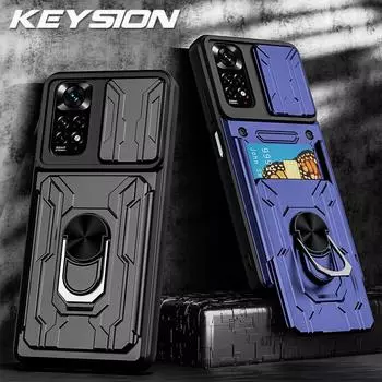 Противоударный чехол KEYSION для Redmi Note 11 11S, глобальная версия, сумка со слотом для карт, защитный чехол для камеры, чехол для телефона для Xiaomi Redmi Note 11 Pro + 5G
