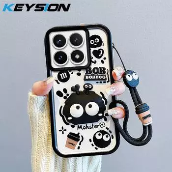 Противоударный чехол KEYSION для Xiaomi 14T Pro 5G со шнурком, мягкий силиконовый чехол с милой 3D-мультяшной куклой для телефона Xiaomi 14T 5G for Xiaomi 14T
