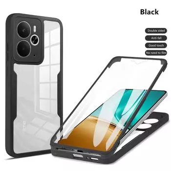 Противоударный чехол с полной защитой корпуса для Realme 14 5G Realme 14T Защитная крышка Прозрачные Fundas Coque Capa Realme 14 5g чёрный