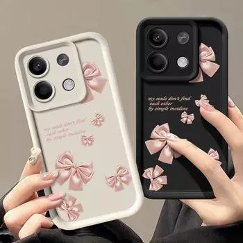 Противоударный чехол с розовым бантом для Xiaomi 14t 13t Poco X6 X5 F6 Pro Remdi Note 14 13 12 11 10 Pro, мягкий силиконовый матовый защитный чехол для объектива от падения Redmi Note 14 Pro 5G чёрный