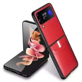 Противоударный кожаный чехол-держатель для карт для Samsung Galaxy Z Flip 4 5g Flip4 Flip3 Flip 3, ультратонкий чехол для Samsung Flip4 for Samsung Z Flip 3 коричневый