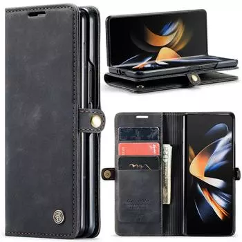 Противоударный кожаный чехол-кошелек для Samsung Galaxy Z Fold 4 Fold4 Zfold4 5g, полный защитный чехол для Samsung Fold4 for Samsung Z Fold 4 коричневый