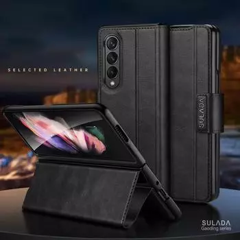 Противоударный кожаный чехол с полным покрытием для Samsung Galaxy Z Fold 4 3 Fold4 Fold3 5G Fold5 Fold2 Fold 5 2, чехол для телефона с карманом для карт for Samsung Z Fold 5