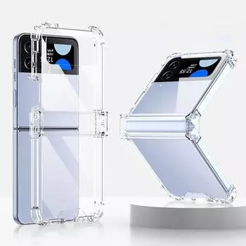 Противоударный усиленный угловой прозрачный чехол для Samsung Galaxy Z Flip 4 Flip4 5g, жесткий пластиковый шарнирный защитный чехол for Galaxy Z Flip 4 чистый