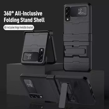 Противоударный защитный чехол для Samsung Galaxy Z Flip4 5g, защитный кронштейн для шарниров, подставка, жесткий чехол для Samsung Z Flip 4, чехол case only зелёный