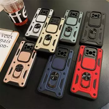 Противоударный защитный чехол для слайд-камеры для Xiaomi Poco X3 Pro, автомобильный магнитный держатель, кольцо, защитный чехол для Poko Little X 3 X3Pro NFC For Poco X3
